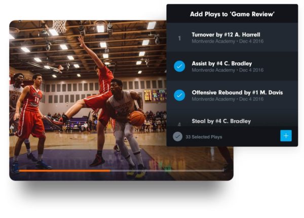 Basketball video player with playlists